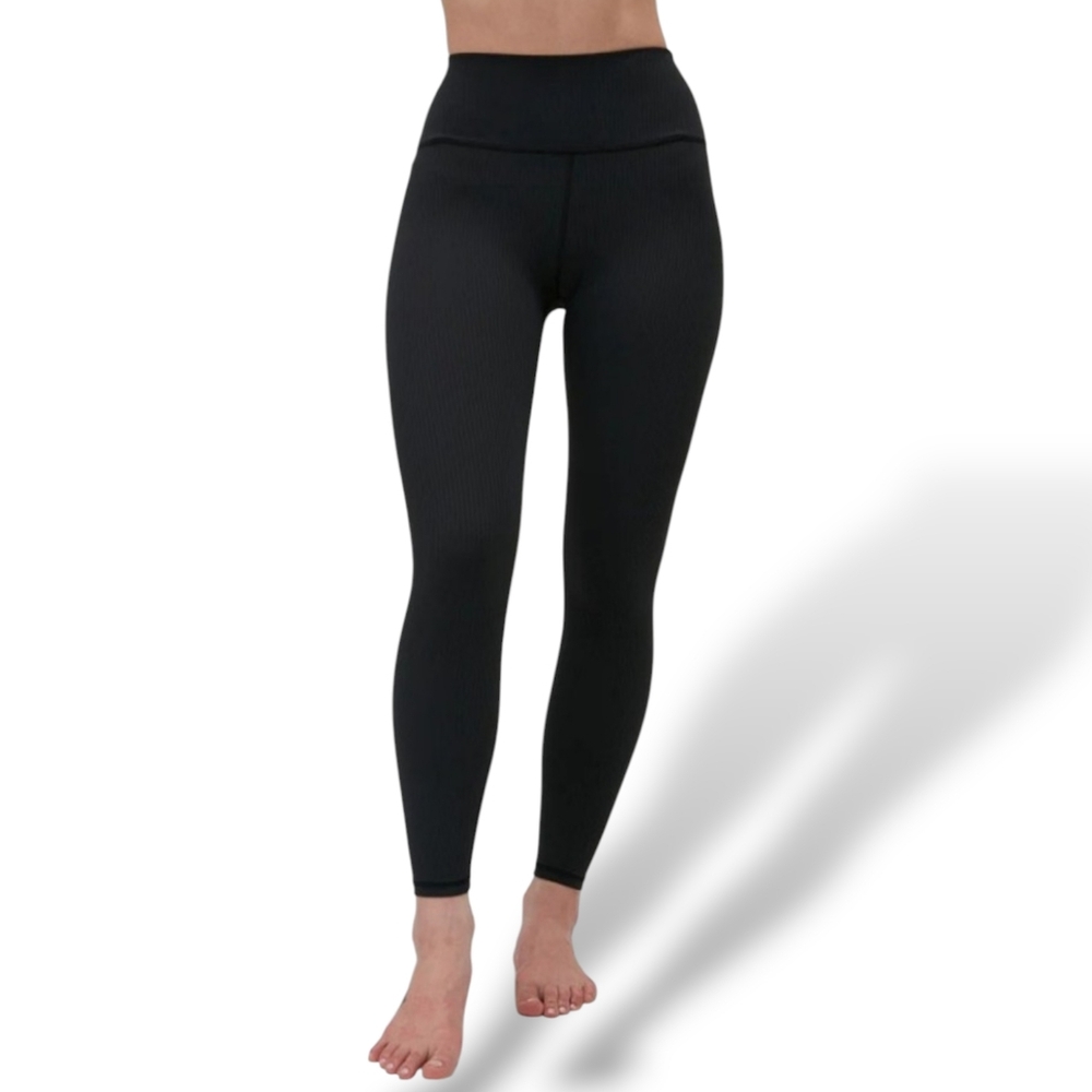 Spiritual Gangster x Peloton Women's High Rise Ribbed Black 7/8  Leggings XS/S